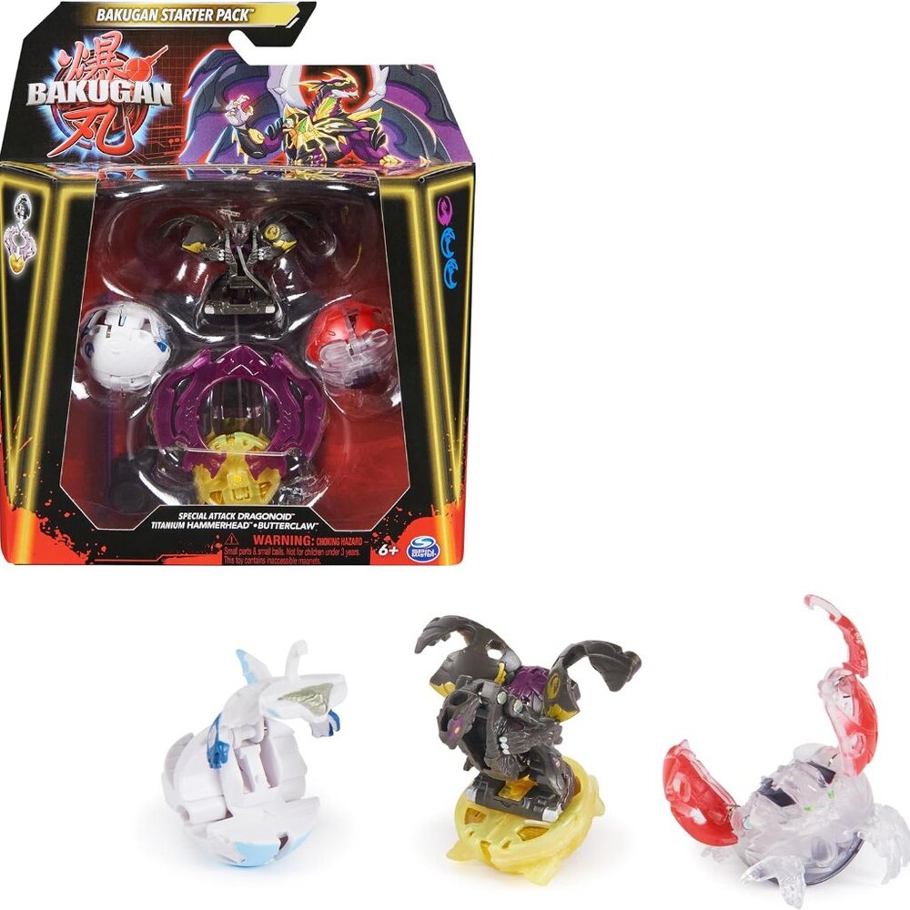 Bakugan Starter 3-Pack Special Attack Nillious Titanium Dragonoid, Bruiser Spinn